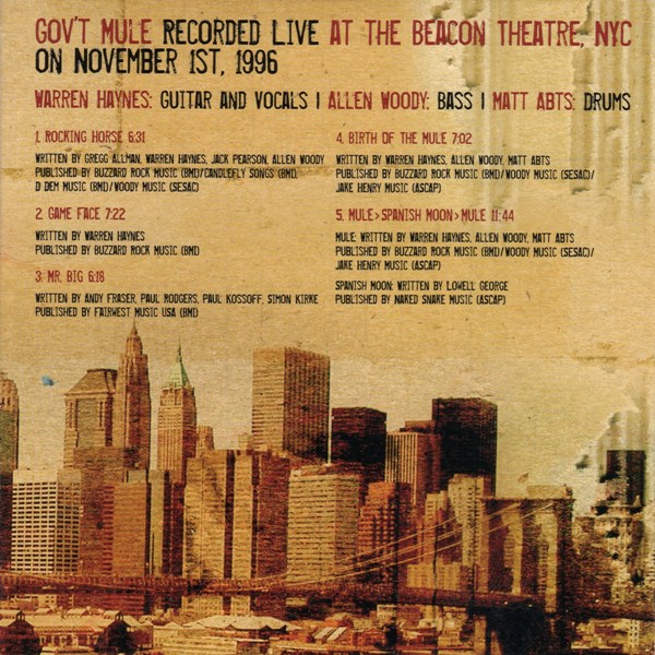 Live At The Beacon Theatre, NYC GOV'T MULE